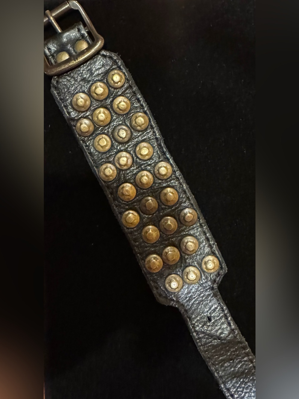 FRYE black leather cuff Bracelet w/ grommet studs